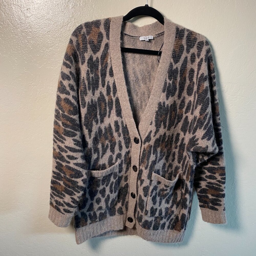 Rails Leopard Print Alpaca Oversized Wool Blend Cardigan – Size XS